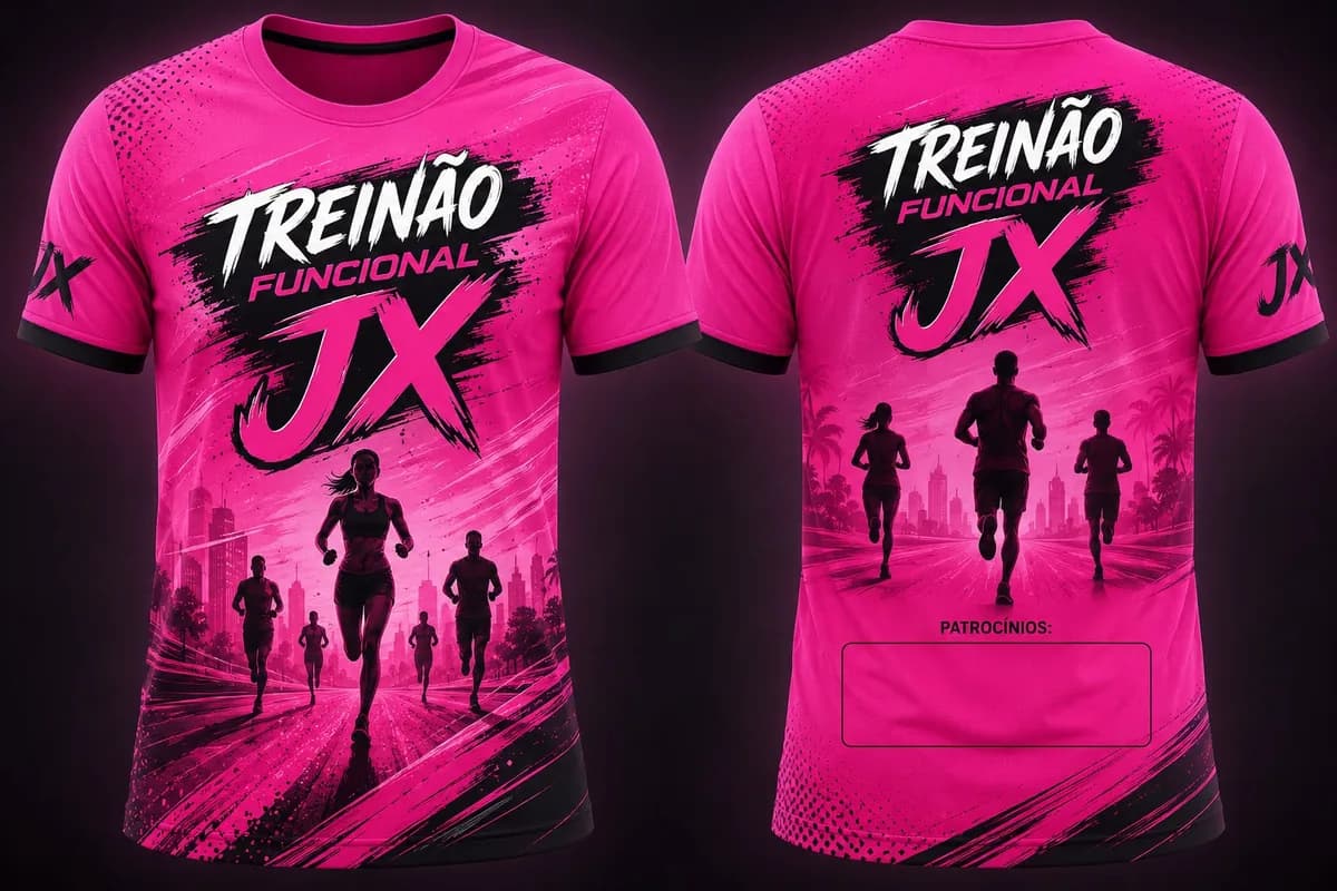 Mockup enviado: camisa esportiva com frente e costas lado a lado